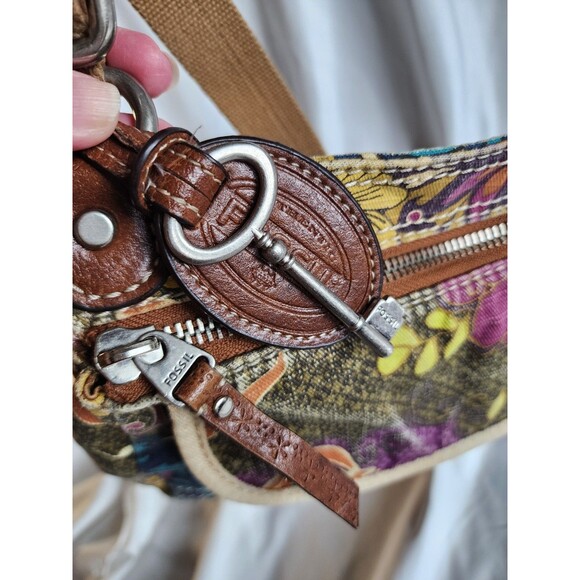 Fossil Long Live Vintage Patchwork Floral Crossbody Bag Purse Y2k Adjustable - Picture 7 of 16